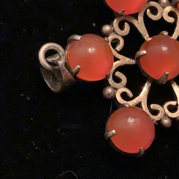 ♣️♠️🟥Vintage silver and carnelian pendant - Picture 3 of 10